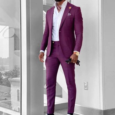 op Quality Burgundy Men Wedding Suits Slim Fit Tuxedos Groom suit for men Slim Fit 2 Pieces Mens Suits Black Purple Blazer
