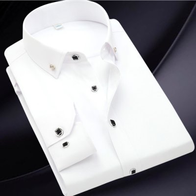  Solid Slim Fit Shirts For Men Cotton Formal Office Full Sleeve High end men's dress shirt STF002
