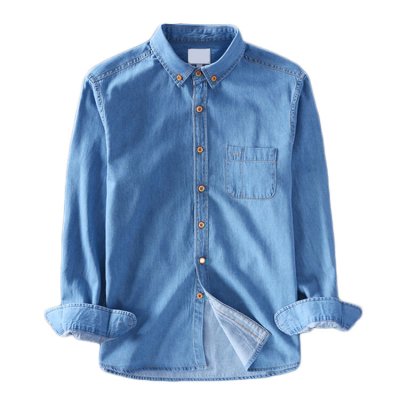 Custom Mens Denim Jeans Shirt Casual Autumn Long Sleeve Slim Fit Cotton Tops Shirts Casual Daily Top Denim Shirt For Men