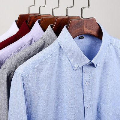 Mens Solid Twill Classic Fit Shirt Business Slim Fit with Pocket Long Sleeve Dress Shirt