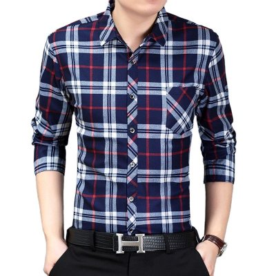 2023 Spring Autumn New Shirts Men's Casual Long Sleeve Plaid Shirts Underlay Middle aged Men's Wear Factory Wholesale