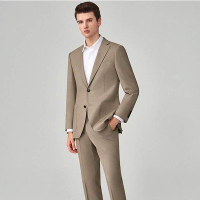 pieces business suits men casual custom suits mens Texture pattern Khaki professional classic men suits
