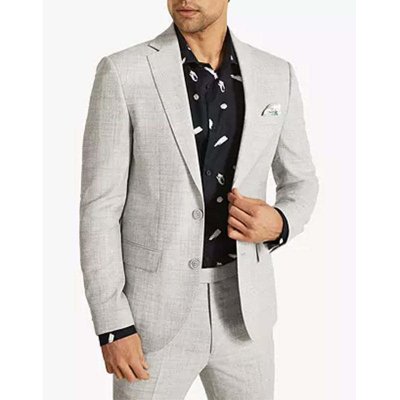 2 pieces suit New Style Slim Fit Flannel Suit Jacket Light Grey For Man Business Style