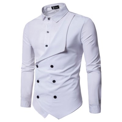 High quality Fashion CUSTOM brand men's suit Formal Plus Size shirts double breasted Long Sleeve Men's Shirts