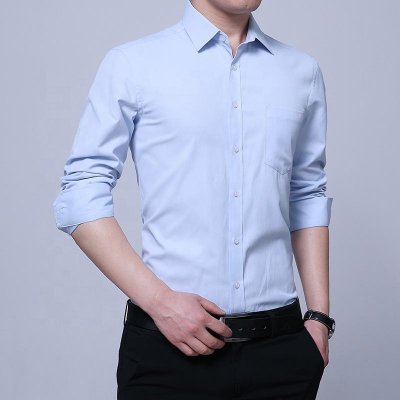 High Quality Spring And Autumn White Solid Color Long-sleeved Business Formal Office Men's Shirt
