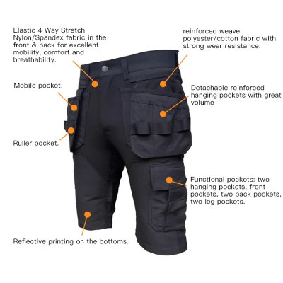 Workwear   View larger image Add to Compare  Share Durable Workwear Construction Multi Pocket Shorts Work Summer Pants Clothes