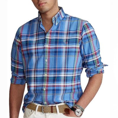 Checkered long sleeved breathable functional buttons durable classic recycled men shirts