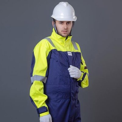 Custom Industrial Mens Uniform Workwear Clothing Antistatic Fr Flame Resistant Reflective Safety Clothes Work Wear Coverall Suit