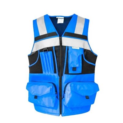 Blue Custom 3M Reflective Safety Vest Hi vis Saftey reflective tape Clothing with Multiple Pockets